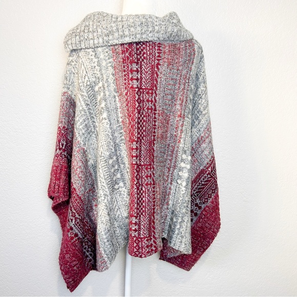Free People Poncho Sweater Women Medium Willow Diamond Fair Isle Boho Wool Blend - Picture 8 of 11